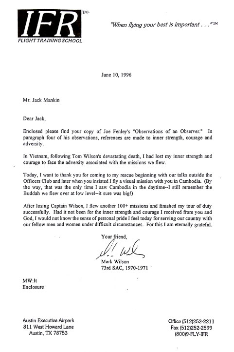 Letter to Jack Mankin - Observations of an Observer